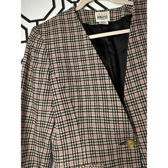 VTG Leslie Fay Wool Blend Plaid Ladies Sophisticated Nostalgic Blazer SZ 6P - Picture 4 of 8